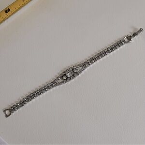 # 140 Weiss rhinestone crystal vintage antique silver tone bracelet